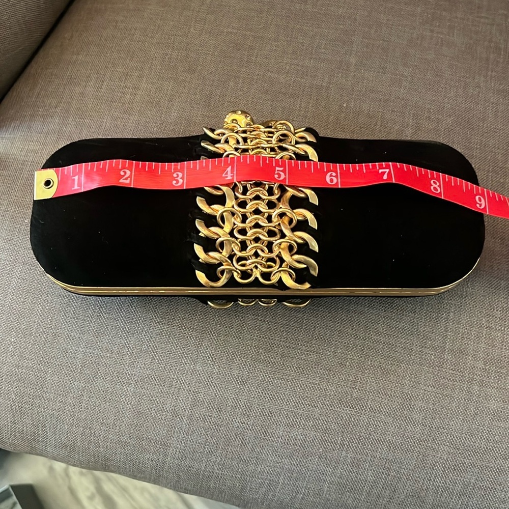 Alexander McQueen Black and Gold Clutch with Chain Detail - Picture 6 of 8